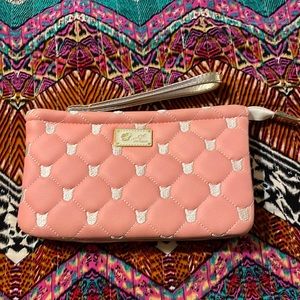 Betsy Johnson Pink and White Wristlet/Clutch